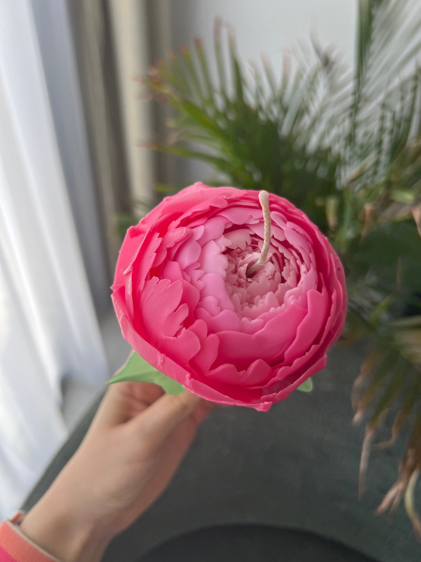 Peony Flower on Stem candle