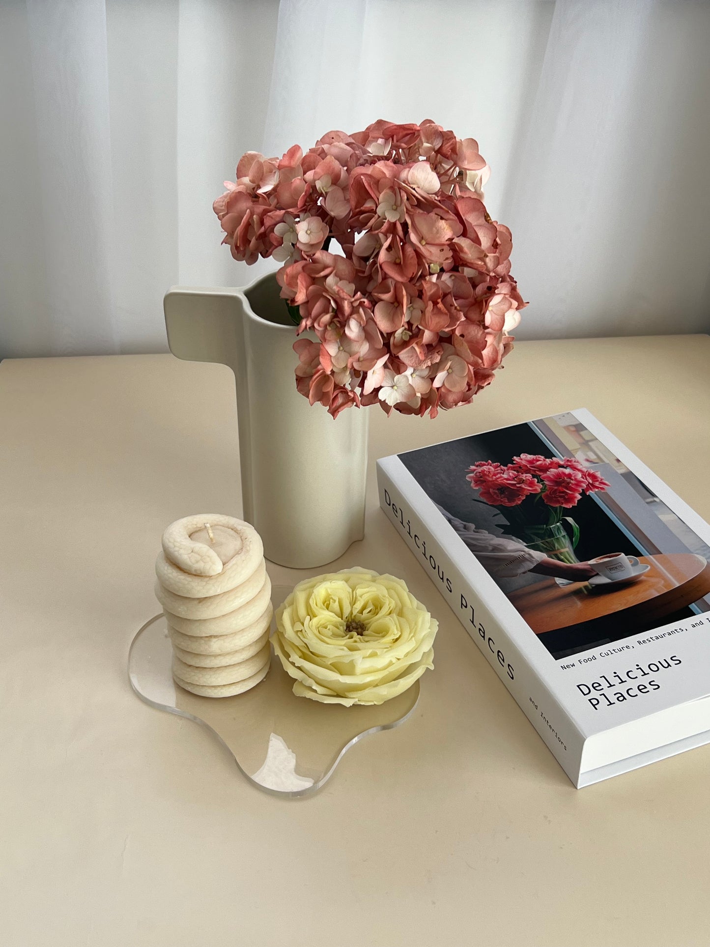 Handmade Lemon Rose Flower Candle