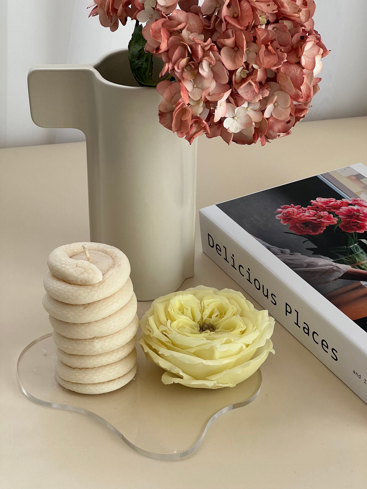 Handmade Lemon Rose Flower Candle