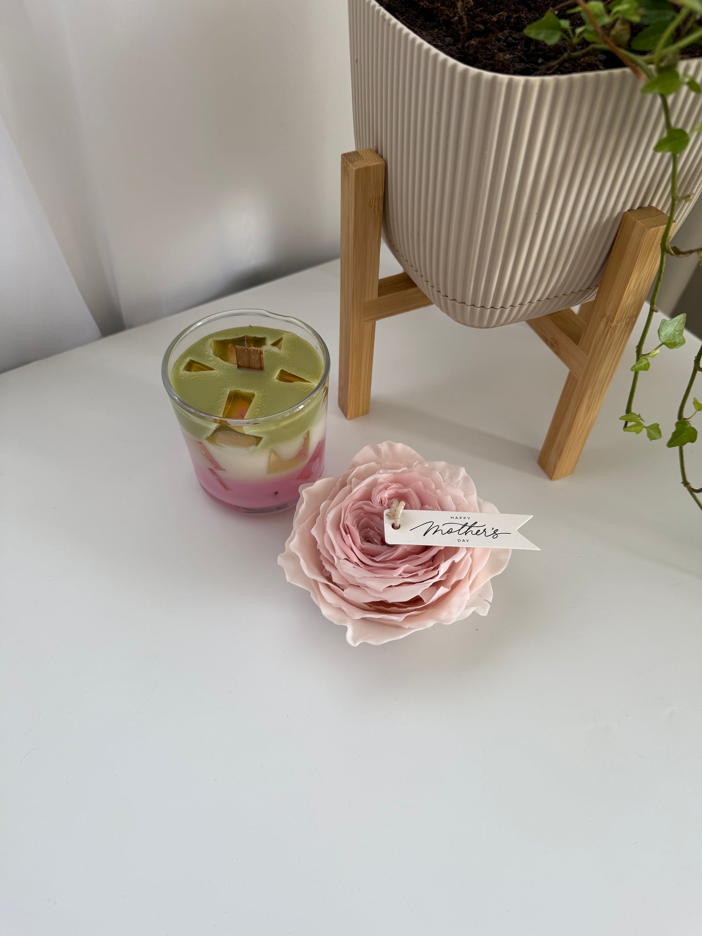 Strawberry Matcha Latte Candle – 220g Soy Wax Candle in Glass Jar | ByTheFire