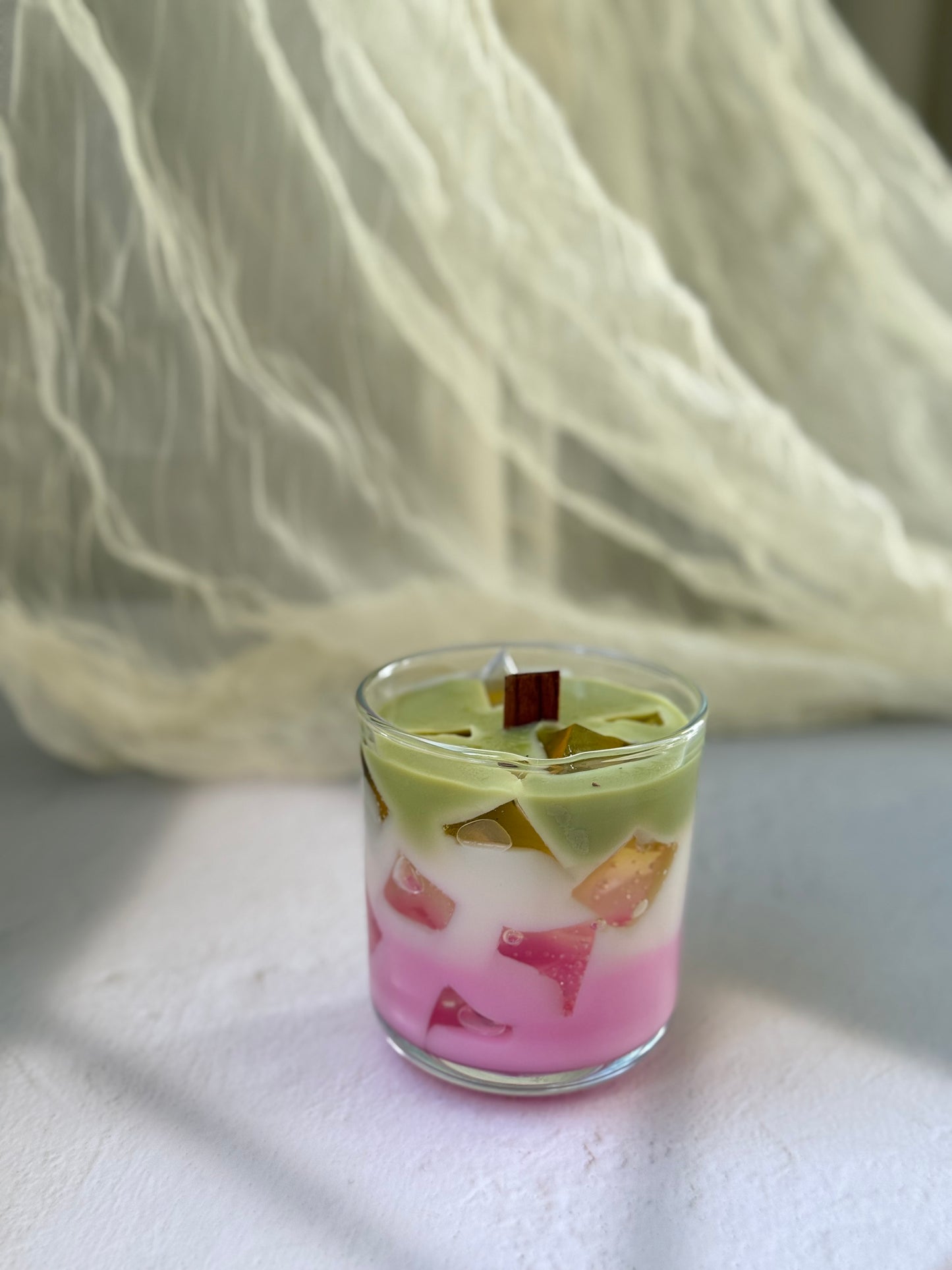 Strawberry Matcha Latte Candle – 220g Soy Wax Candle in Glass Jar | ByTheFire