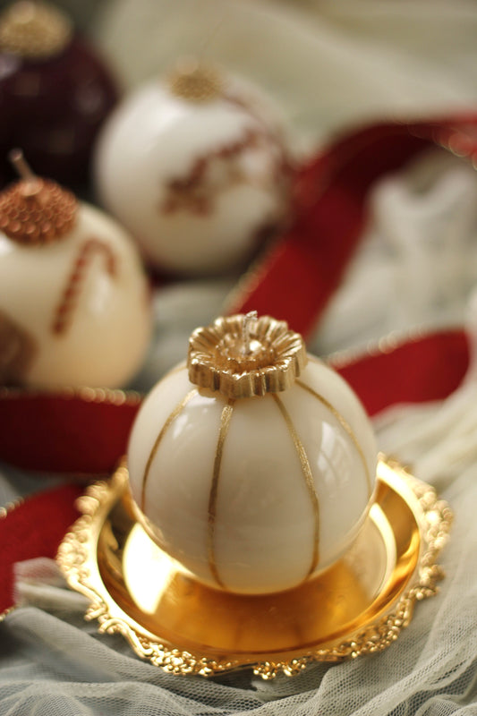 Glossy Christmas Ball with Stripes Hand Painting