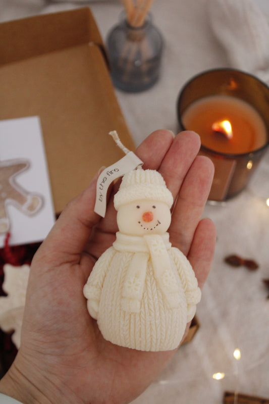 Snowman Pillar candle